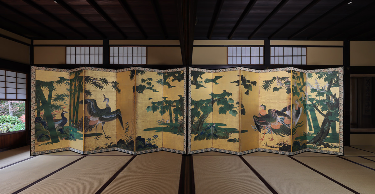 桐竹鳳凰孔雀図屏風